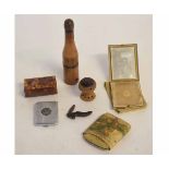 Mixed Lot: Oriental and European items including gilt metal compact and silver metal card case,