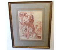 18th century Italian School, three rouge stipple engravings, Classical figure subjects, each