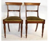 Set of six 19th century carved bar back dining chairs with turned and half-fluted front legs with