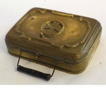 19th century brass portable carriage heater by Girodon & Co, 19cms wide x 14cms deep