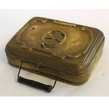 19th century brass portable carriage heater by Girodon & Co, 19cms wide x 14cms deep
