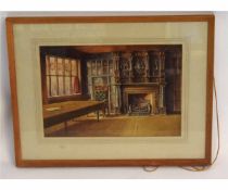 Albert H Findley, signed watercolour, inscribed "Mayor's Parlour, Old Town Hall, Leicester", 26 x