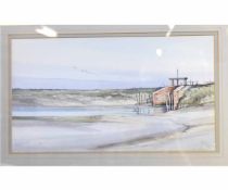 Jason Partner, signed watercolour, "The Old Sluice-gate at Thornham (Norfolk)", 23 x 40cms