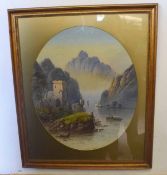 Edwin St John, signed pair of watercolours, Extensive river and mountain landscapes with figures,