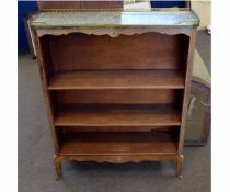 Early 20th century French kingwood bookcase with panelled back and adjustable shelves, with marble