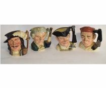 Collection of four Royal Doulton character jugs including Athos, Apothecary, Gunsmith and Bootmaker,