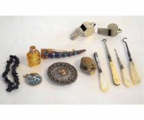 Two boxes containing a silver filigree brooch, small scent bottle, bracelet, together with two