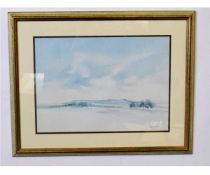Richard Rennie, signed pair of watercolours, Extensive open landscape, 40 x 56cms (2)