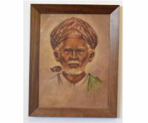 Late 19th/early 20th century Indian School, oil on canvas, Portrait of a gentleman wearing a turban,