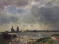 AR SIR JOHN ALFRED ARNESBY BROWN, RA (1866-1955) "The Estuary - ebbing tide" oil on canvas, signed