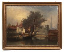 J S DEWAR (19TH/20TH CENTURY) "Pull's Ferry" oil on canvas, signed and dated 1854 lower left 70 x