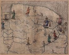 MICHAEL DRAYTON: NORFOLCKE [NORFOLK AND NORTH PART OF SUFFOLK], hand coloured engraved map, circa