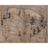 MICHAEL DRAYTON: NORFOLCKE [NORFOLK AND NORTH PART OF SUFFOLK], hand coloured engraved map, circa