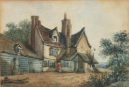 ATTRIBUTED TO JOHN MOORE OF IPSWICH (1820-1902) "Old Alehouse near Dunwich/Ipswich" watercolour