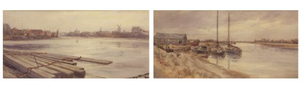 STEPHEN JOHN BATCHELDER (1849-1932) "From back of GER Station" and "Old Wherries, North River,