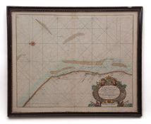 GREENVILLE COLLINS: YARMOUTH AND THE SANDS ABOUT IT, hand coloured engraved sea chart, 1693, large