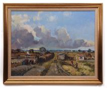 AR GEOFFREY CHATTEN (CONTEMPORARY) "South Town, Shanty Town, Great Yarmouth" oil on board, signed