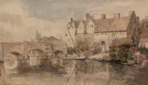 HENRY NINHAM (1793-1874)"Bishop's Bridge, Norwich" 12 x 20cms Provenance: Fry Gallery, Blackheath,