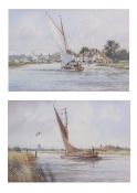 AR COLIN W BURNS (BORN 1944) "Stokesby Ferry" and "Wherry passing Three Mile House on the Bure" pair