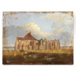 HENRY NINHAM (1793-1874)Ruined church, Norfolk coast oil on board, bears inscription verso 17 x