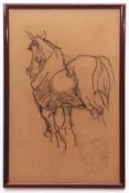 ATTRIBUTED TO GEORGE THOMAS ROPE (1845-1929) Horse study charcoal drawing 42 x 27cms