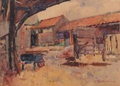 FRANK SOUTHGATE, RBA (1872-1916) Farmyard scene watercolour, signed lower right 23 x 33cms