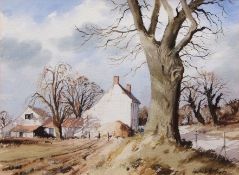 AR LESLIE L HARDY MOORE, RI, (1907-1997) "Pear Tree Farm" watercolour, signed lower right 27 x 37cms
