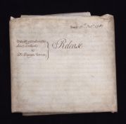 AN EXTENSIVE 1781 VELLUM RELEASE, THE RT HON LORD WALPOLE TO ELEAZOR DAVY, nine membranes, signed by