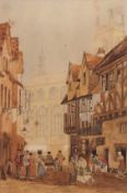 HENRY NINHAM (1793-1874)View towards St Peter Mancroft Church along the front of Norwich Butcher's