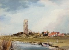 AR LESLIE L HARDY MOORE, RI, (1907-1997) "Blythburgh Church" watercolour, signed lower right 27 x