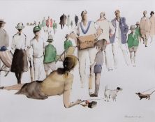 AR PHILIP GARDNER (1922-1986) "The School v.s The Fathers, July 1933" watercolour, signed lower