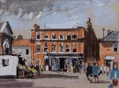 AR JOHN TOOKEY (BORN 1947) "The Market Square, Aylsham" pastel, signed lower left 21 x 28cms