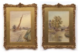 STEPHEN JOHN BATCHELDER (1849-1932) "The Lock, Coltishall" and "On the Ant" pair of watercolours,