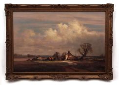 AR KENNETH DENTON, RSMA (born 1932) "A Norfolk farm" oil on board, signed lower right 60 x 90cms