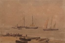 JOHN CROME (1768-1821) "Fishing boats offshore" pencil and watercolour 17 x 25cms Provenance: