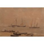 JOHN CROME (1768-1821) "Fishing boats offshore" pencil and watercolour 17 x 25cms Provenance: