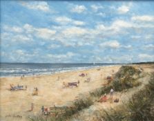 JOHN SUTTON (born 1935) "A summer afternoon, Holkham Beach" oil on canvas, signed lower left 39 x