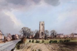 AR LESLIE L HARDY MOORE, RI, (1907-1997) "Worstead, Norfolk" watercolour, signed lower left 36 x