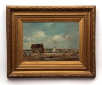 AR ARTHUR EDWARD DAVIES, RBA, RCA (1893-1988) "Walberswick Ferry" oil on board, signed lower right