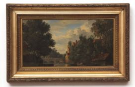 NORWICH SCHOOL (19TH CENTURY) "Trowse Old Hall" oil on panel 17 x 32cms