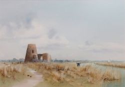 AR PETER METCALF (1944-2004) "St Benet's Abbey" watercolour, signed and dated 91 lower right 38 x