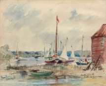 AR ARTHUR EDWARD DAVIES, RBA, RCA (1893-1988) "Barton Staithe, Norfolk" pencil and watercolour,