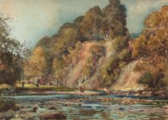 AR CHARLES MAYES WIGG (1889-1969) Mountain river landscape watercolour, signed lower right 25 x