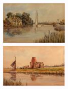 AR WILLIAM EDWARD MAYES (1861-1952) "St Benet's Abbey" and "Horning Ferry" pair of watercolours,