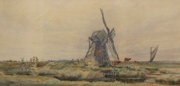 JOHN MILLER MARSHALL (ACT 1880-1925) "Old Mill on the Waveney" watercolour, signed and dated 1885