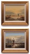 AR KEITH W HASTINGS (20TH CENTURY) "Sunset over Berney Mill" and "Sunset over the Thurne" pair of