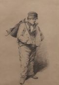 ALFRED STANNARD (1806-1889) "The Carpenter's Boy" pencil drawing 32 x 22cms