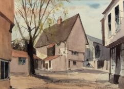 AR LESLIE L HARDY MOORE, RI, (1907-1997) Elm Hill pen, ink and watercolour, signed lower right 27