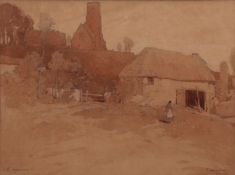 AR LEONARD RUSSELL SQUIRRELL, RE, RWS (1893-1979) "Tuddenham, Suffolk" pencil and wash, signed and