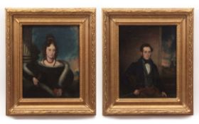 ANTHONY SANDYS (1806-1883) Portraits of Mr and Mrs Buxton of Old Catton pair of oils on canvas 30